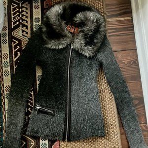 Tory Burch Fur Collar Sweater size small but adjusted to fit xs
